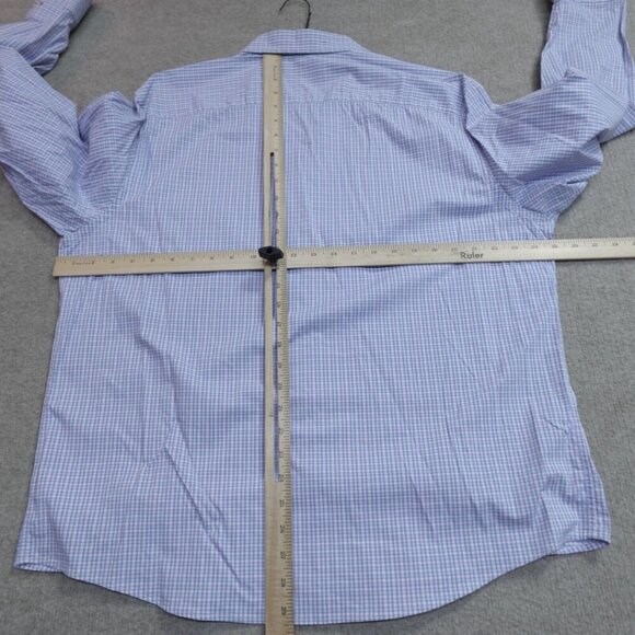 Untuckit Shirt XL Blue Plaid Nylon Spandex Blend Performance Dalton - Picture 5 of 9